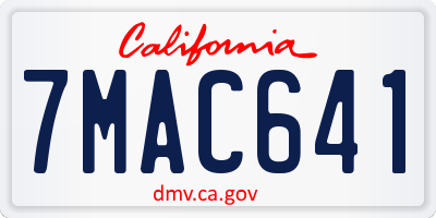 CA license plate 7MAC641