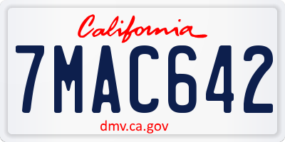 CA license plate 7MAC642