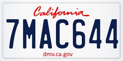 CA license plate 7MAC644