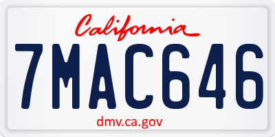 CA license plate 7MAC646
