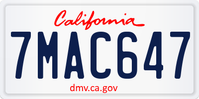 CA license plate 7MAC647
