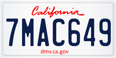 CA license plate 7MAC649
