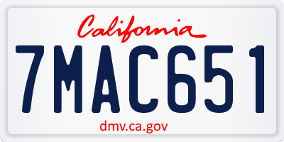 CA license plate 7MAC651