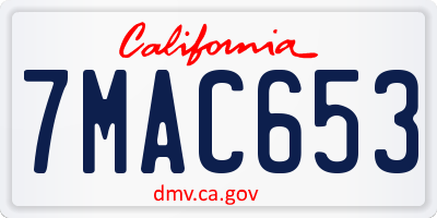 CA license plate 7MAC653