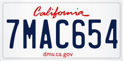 CA license plate 7MAC654