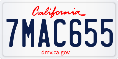CA license plate 7MAC655