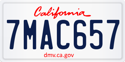 CA license plate 7MAC657