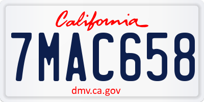 CA license plate 7MAC658