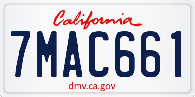 CA license plate 7MAC661