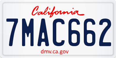 CA license plate 7MAC662