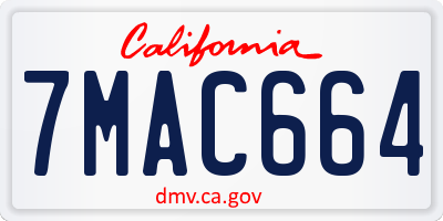 CA license plate 7MAC664
