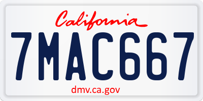 CA license plate 7MAC667