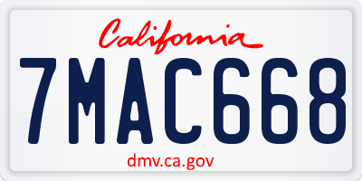 CA license plate 7MAC668