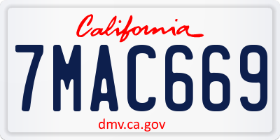CA license plate 7MAC669