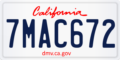 CA license plate 7MAC672