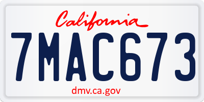CA license plate 7MAC673