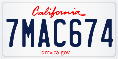 CA license plate 7MAC674