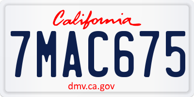 CA license plate 7MAC675