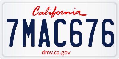 CA license plate 7MAC676