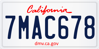 CA license plate 7MAC678