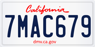 CA license plate 7MAC679