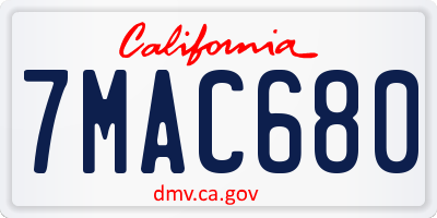 CA license plate 7MAC680