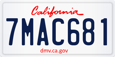 CA license plate 7MAC681