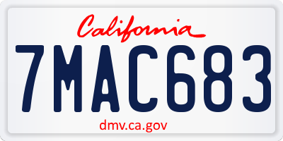 CA license plate 7MAC683