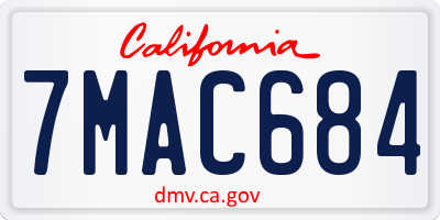 CA license plate 7MAC684