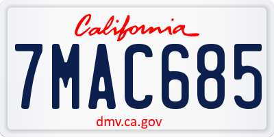 CA license plate 7MAC685