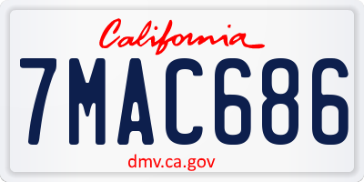 CA license plate 7MAC686
