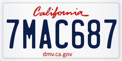 CA license plate 7MAC687