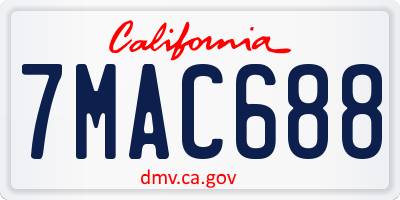 CA license plate 7MAC688