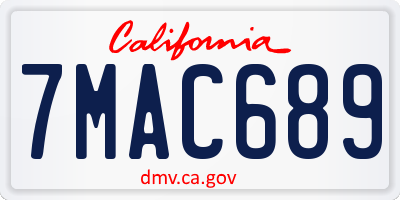 CA license plate 7MAC689