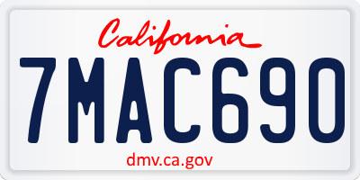 CA license plate 7MAC690