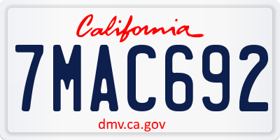 CA license plate 7MAC692