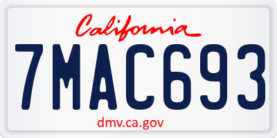 CA license plate 7MAC693
