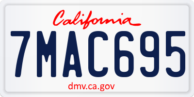 CA license plate 7MAC695
