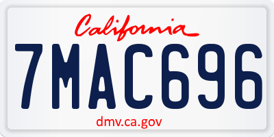 CA license plate 7MAC696