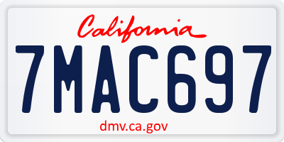 CA license plate 7MAC697