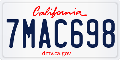 CA license plate 7MAC698