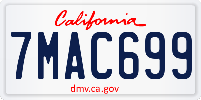 CA license plate 7MAC699