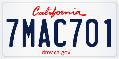 CA license plate 7MAC701