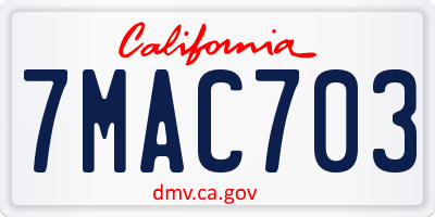 CA license plate 7MAC703