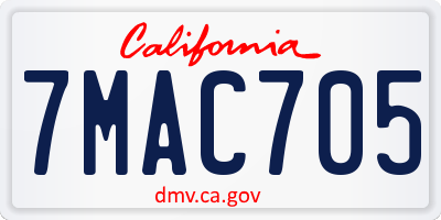 CA license plate 7MAC705