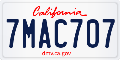 CA license plate 7MAC707