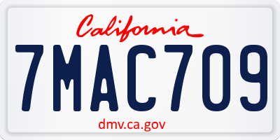 CA license plate 7MAC709