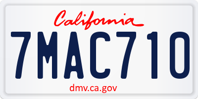 CA license plate 7MAC710
