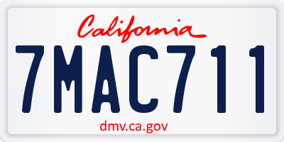 CA license plate 7MAC711