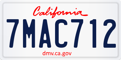 CA license plate 7MAC712
